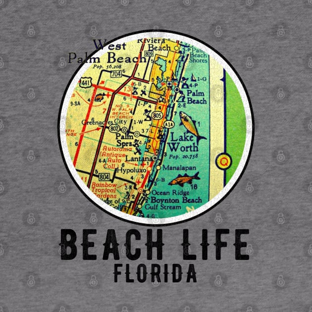 West Palm Beach Vintage Map Beach Life Florida by Joaddo